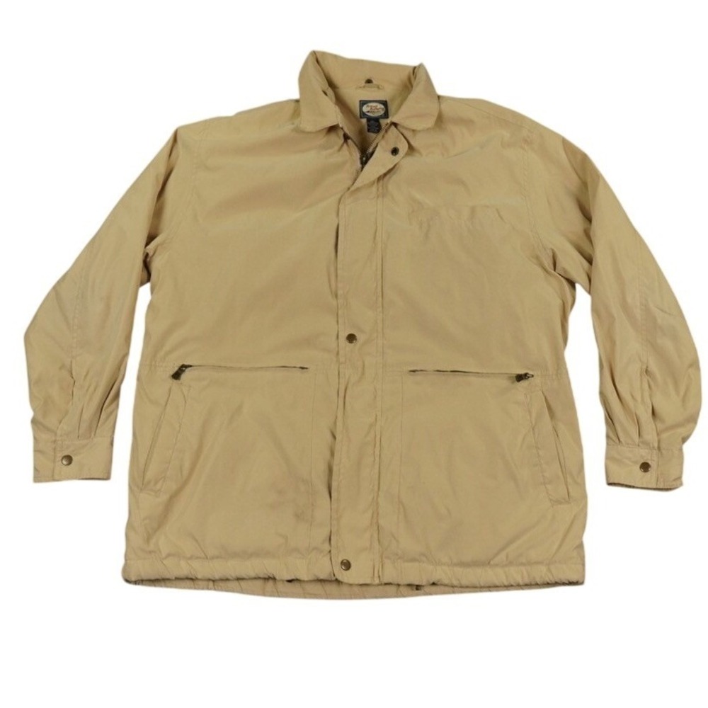 Tommy Bahama Fleece Lined Jacket Mens Large Tan Full Zip Utility Coat Coastal